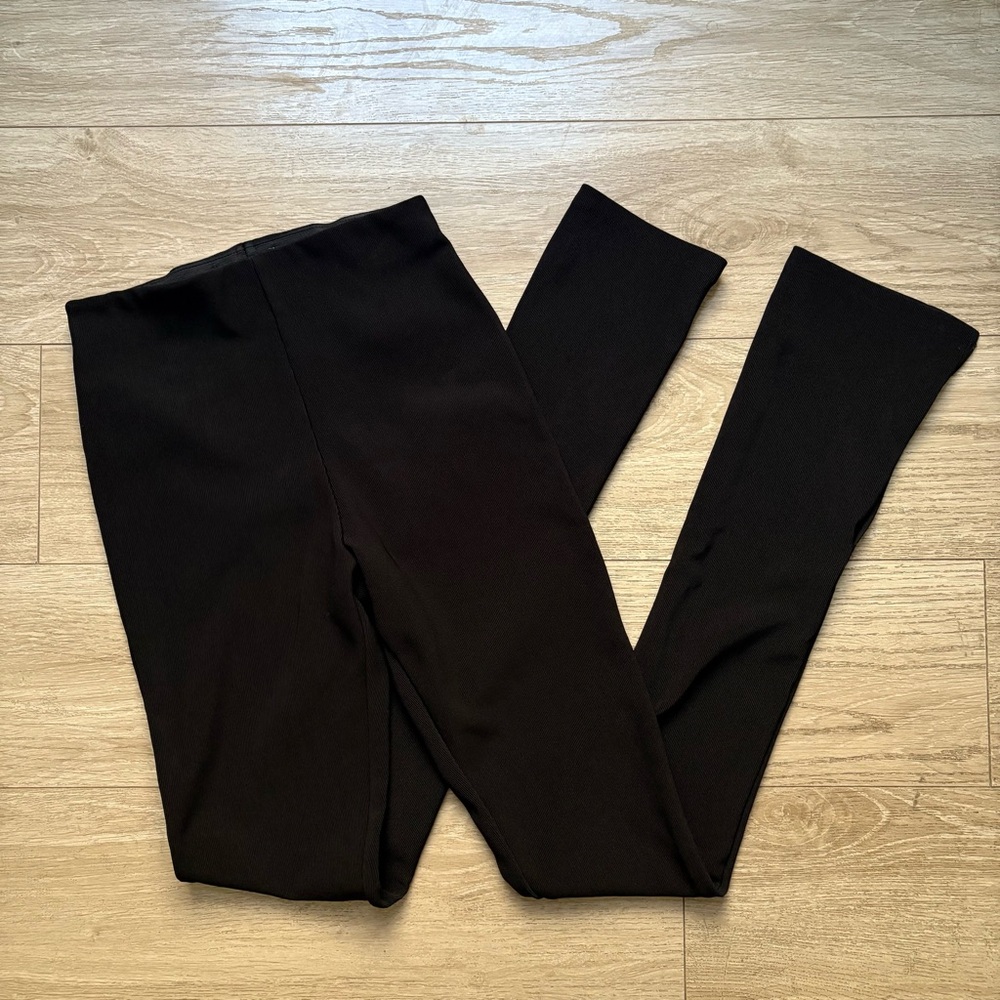 Zara Ottoman Split Hem Leggings - black